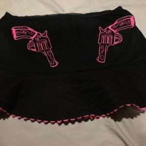 Black and Pink Mini Skirt with Gun Design